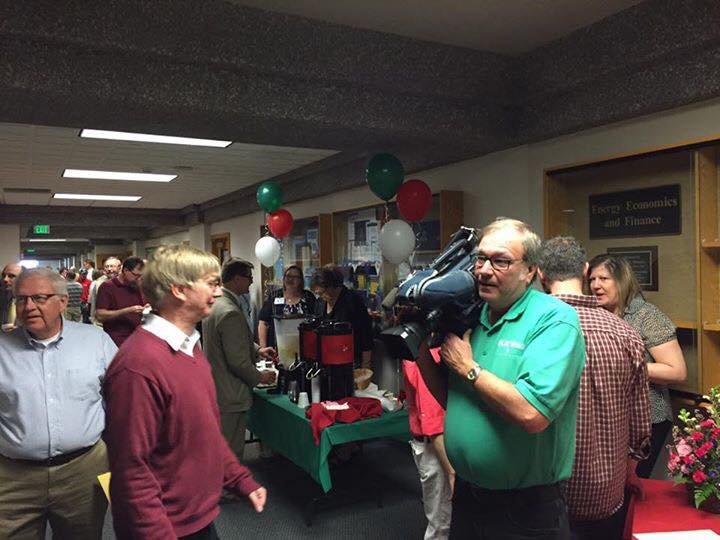TV coverage at Minot State University retirement